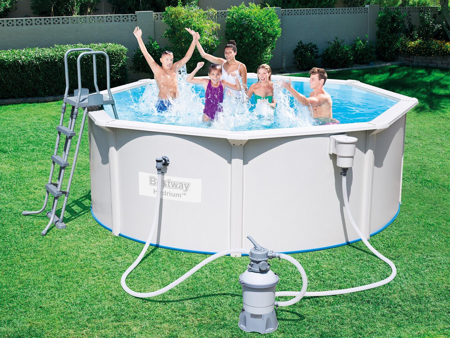 Стальной бассейн Bestway 56571 BW, Hydrium Pool Set 360х120см, 10990л, фильтр-насос, лестница